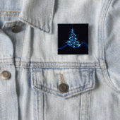 Blue Shine of Stars op de kerstboom Vierkante Button 5,1 Cm (In situ)