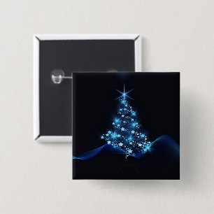 Blue Shine of Stars op de kerstboom Vierkante Button 5,1 Cm