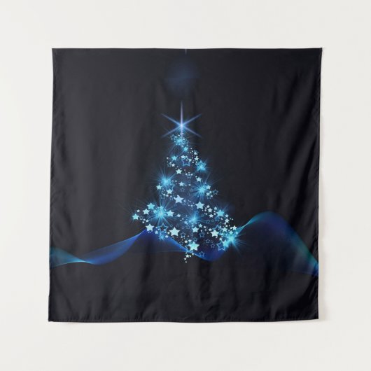 Blue Shine of Stars op de kerstboom Wandkleed (Voorkant)