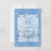 Blue  Shiny Elegant Sparkly Frame  RSVP Kaartje (Voorkant)