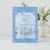 Blue  Shiny Elegant Sparkly Frame  RSVP Kaartje (Staand voorkant)