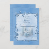 Blue Shiny Elegant Sparkly Frame RSVP Kaartje (Voorkant / Achterkant)