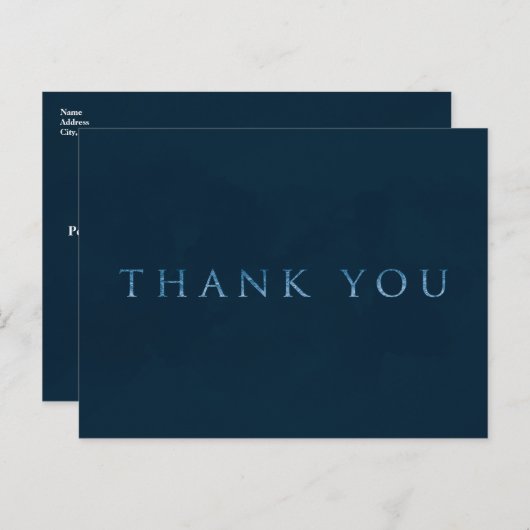 Blue Shiny Faux Folie Glam Modern BEDANKT Briefkaart (Voorkant / Achterkant)