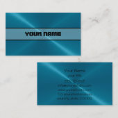 Blue Shiny Stainless Steel Metal 4 Visitekaartje (Voorkant / Achterkant)