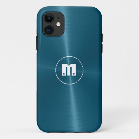 Blue Shiny Stainless Steel Metal Case-Mate iPhone Case (Achterkant)
