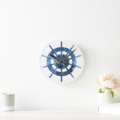 Blue Ship Helm Rust Metal Watch Ronde Klok (Huis)