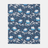 Blue Ship Voyage in het Zee Pattern II Fleece Deken (Voorkant)