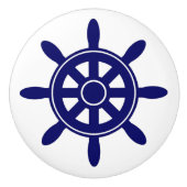 Blue Ship Wheel Nautical Thleed Cabinet Knob Keramische Knop (Voorkant)