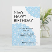 Blue Shippo Editable Invitation Template Kaart (Staand voorkant)