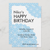 Blue Shippo Editable Invitation Template Kaart (Voorkant / Achterkant)