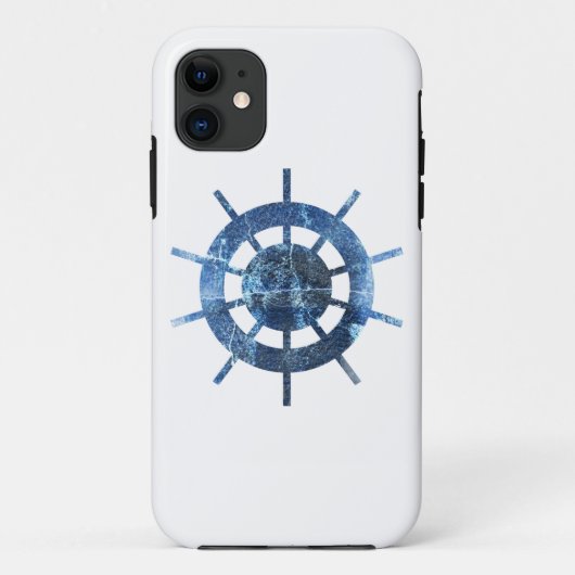 Blue Ship's Helm Rust Metal Case-Mate iPhone Case (Achterkant)