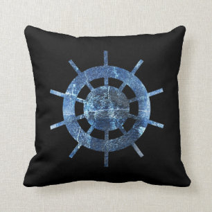 Blue Ship's Helm Rust Metal Kussen