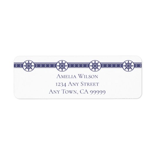 Blue Ships Wheel Return Address Label (Voorkant)