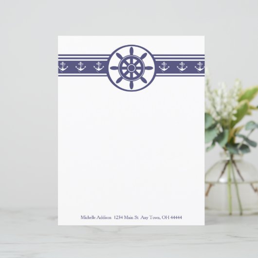 Blue Ships Wheel Specialized Paper Sheet (Staand voorkant)