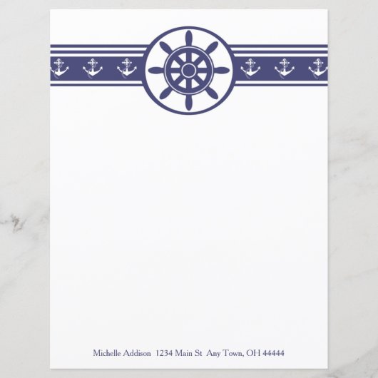 Blue Ships Wheel Specialized Paper Sheet (Voorkant)