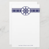 Blue Ships Wheel Specialized Stationery Briefpapier (Voorkant / Achterkant)