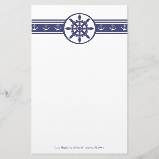 Blue Ships Wheel Specialized Stationery Briefpapier (Voorkant)
