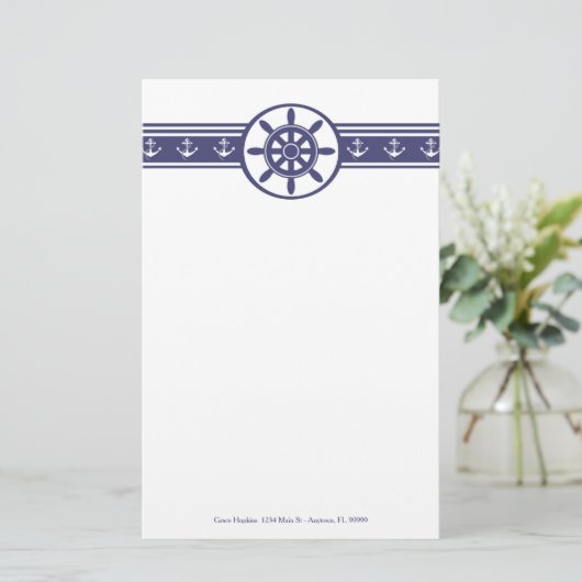 Blue Ships Wheel Specialized Stationery Briefpapier (Staand voorkant)