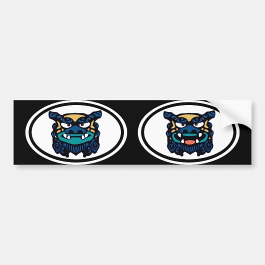 Blue Shisa pair Bumpersticker (Voorkant)