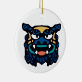 Blue Shisa Pair Keramisch Ornament (Rechts)