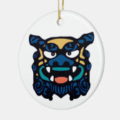 Blue Shisa Pair Keramisch Ornament (Links)