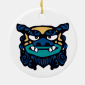 Blue Shisa Pair Keramisch Ornament (Achterkant)