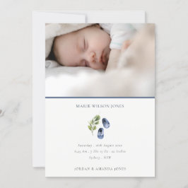 Blue Shoes Foliage Photo Baby Birth Announance Bedankkaart