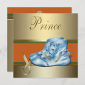 Blue Shoes Gold Crown Prince Baby shower Kaart (Voorkant / Achterkant)