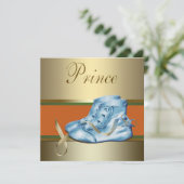 Blue Shoes Gold Crown Prince Baby shower Kaart (Staand voorkant)