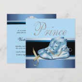 Blue Shoes Zwart Blauw Kroonprins Baby shower Kaart (Voorkant / Achterkant)