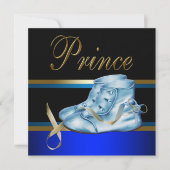 Blue Shoes Zwart Goud Kroonprins Baby shower Kaart (Voorkant)