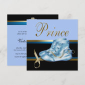 Blue Shoes Zwart Goud Kroonprins Baby shower Kaart (Voorkant / Achterkant)