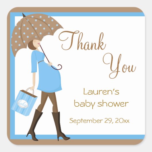 Blue Shopper Baby shower Stickers (Voorkant)