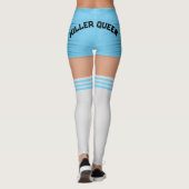 Blue Shorts Knie Sokken Naam Roller Derby Leggings (Achterkant)