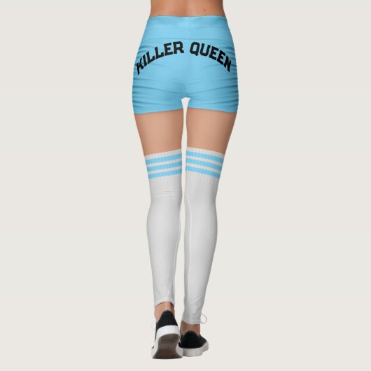 Blue Shorts Knie Sokken Naam Roller Derby Leggings (Achterkant)