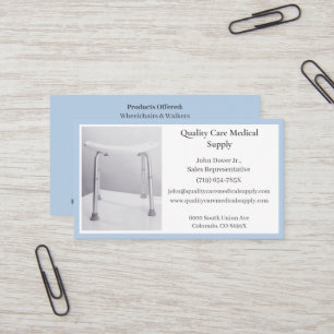 Blue Shower Stoel Apparatuur Medische Senior Care Visitekaartje