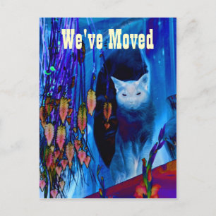 Blue Siamese Cat Moving New Address Briefkaart