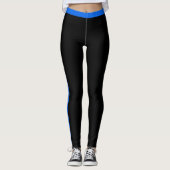 Blue Side Stripe Black Leggings - Uw kleuren (Voorkant)