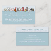 Blue Signature Boerderij Animal Veterinary Bedankt Visitekaartje (Voorkant / Achterkant)