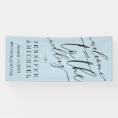 Blue Signature Groot Welkom op de bruiloft Spandoek (Horizontaal)