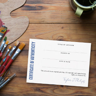 Blue Signature Script Certificate of Authenticity