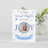 Blue Silent nights bundle of joy Feestdagenkaart (Staand voorkant)