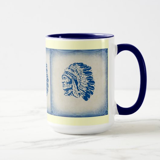 Blue Silhouette American Indian Chief Mok (Rechts)