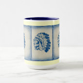 Blue Silhouette American Indian Chief Mok (Midden)