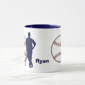 Blue Silhouette Baseball Hitter Mok (Midden)