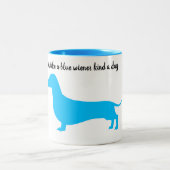 Blue Silhouette Dachshund-Mok Tweekleurige Koffiemok (Center)