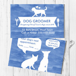 Blue Silhouette Dog Grooming Afspraakherinnering Visitekaartje
