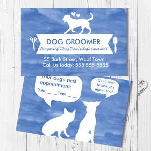 Blue Silhouette Dog Grooming Afspraakherinnering Visitekaartje