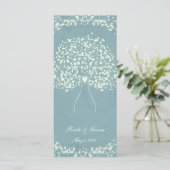 Blue Silk Heart Tree Wedding Extra Programmakaart (Staand voorkant)