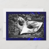  Blue Silk Masquerade Ball Invitation Kaart (Voorkant)